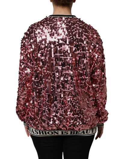 Pull rose en maille à sequins Dolce & Gabbana DG Queen