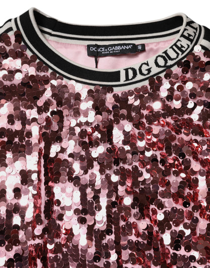 Pull rose en maille à sequins Dolce & Gabbana DG Queen