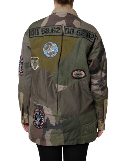 Veste boutonnée en coton vert militaire Dolce & Gabbana