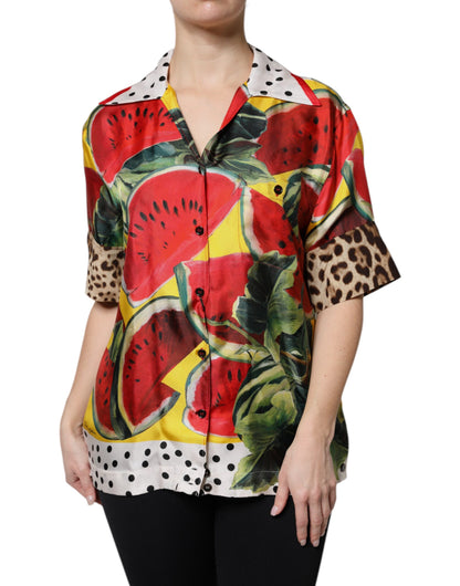 Top de camisa con cuello Dolce & Gabbana de sandía multicolor