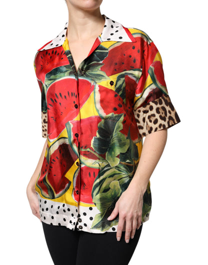 Top de camisa con cuello Dolce & Gabbana de sandía multicolor