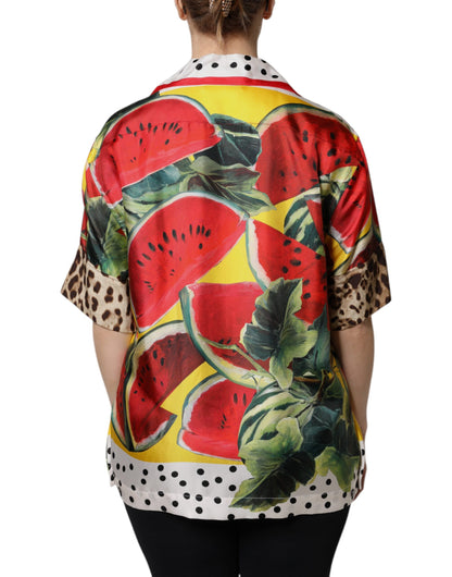 Top de camisa con cuello Dolce & Gabbana de sandía multicolor