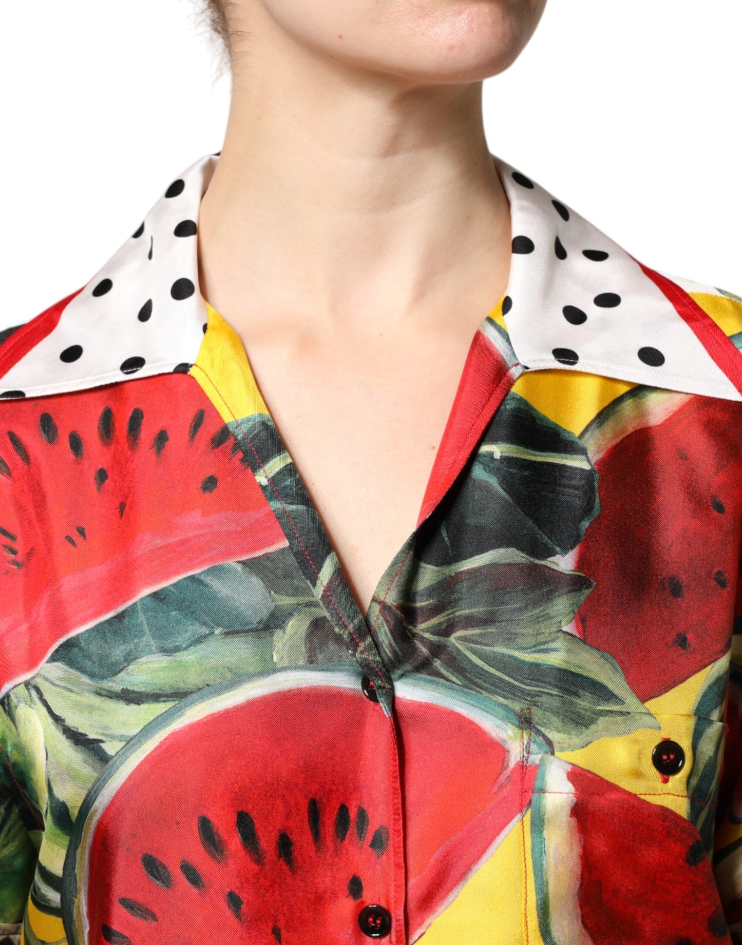 Top de camisa con cuello Dolce & Gabbana de sandía multicolor