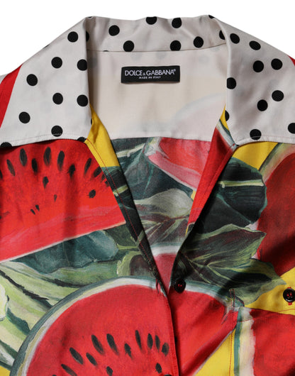 Top de camisa con cuello Dolce & Gabbana de sandía multicolor