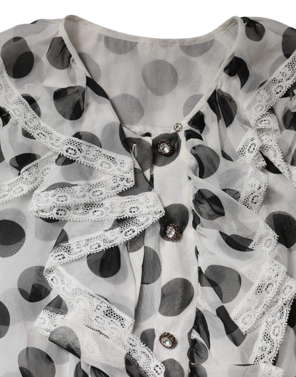 Top sans manches en coton à pois noirs et blancs Dolce & Gabbana