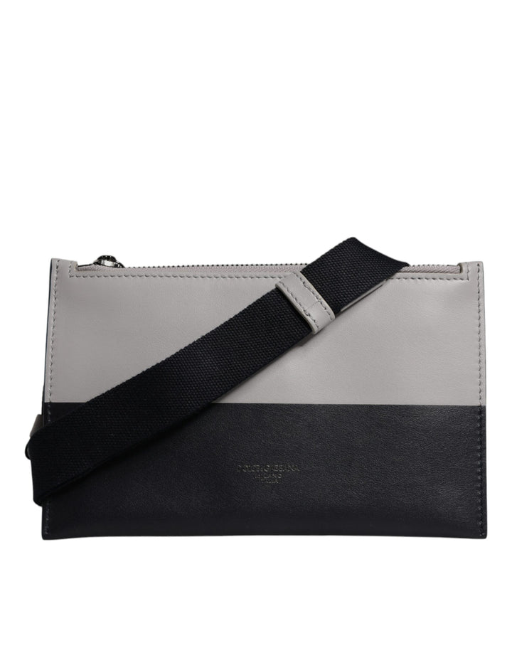 Bolso bandolera Dolce & Gabbana de piel negra y blanca con logo en relieve