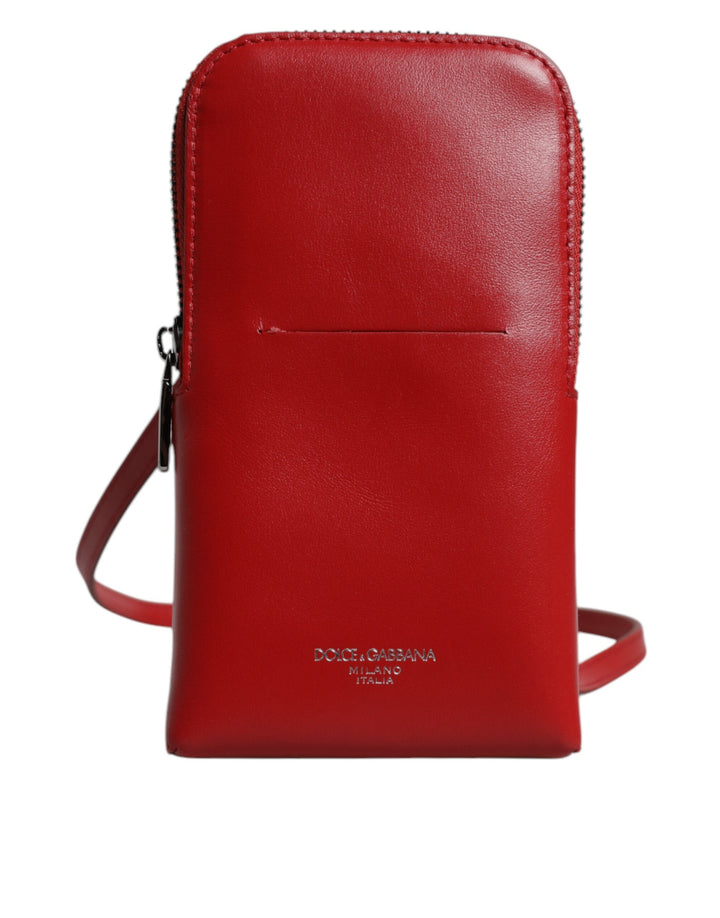 Bolso bandolera Dolce & Gabbana de cuero rojo con correa para teléfono
