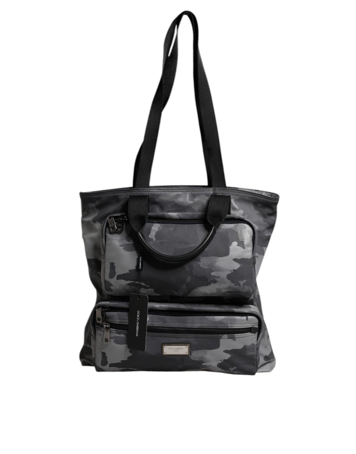 Bolso tote Dolce & Gabbana de algodón gris camuflaje con múltiples compartimentos