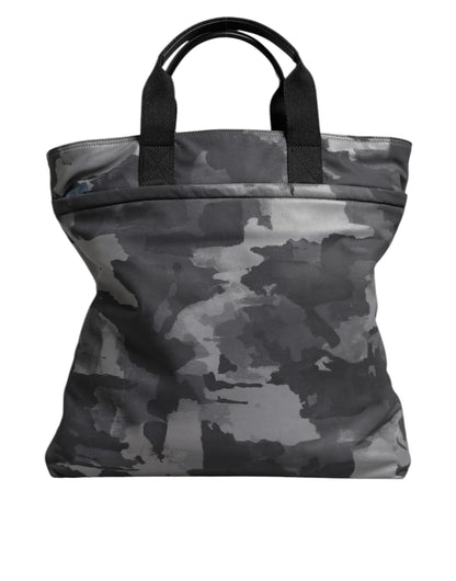 Bolso tote Dolce & Gabbana de algodón gris camuflaje con múltiples compartimentos
