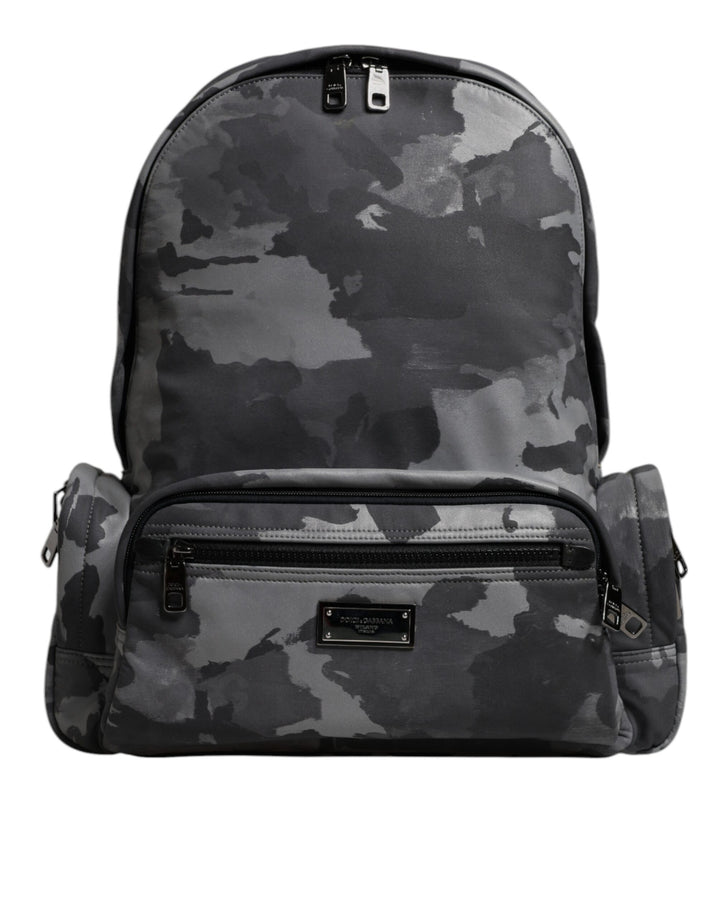 Mochila Dolce & Gabbana de Algodón Gris con Placa del Logotipo Camuflaje