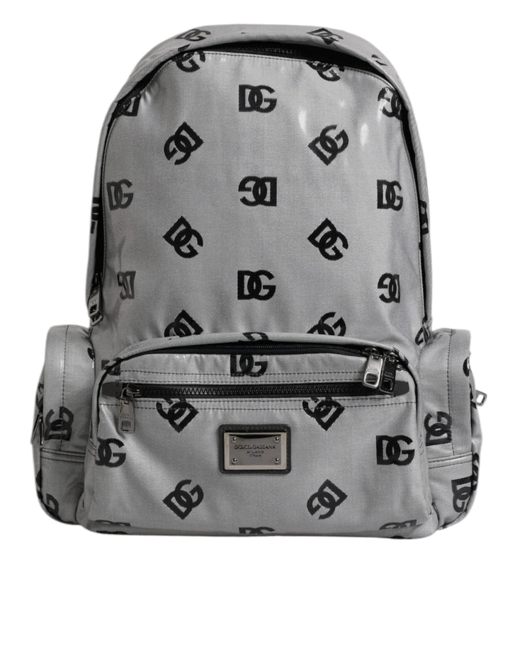 Mochila Dolce & Gabbana de poliéster gris y negro con placa de logotipo DG