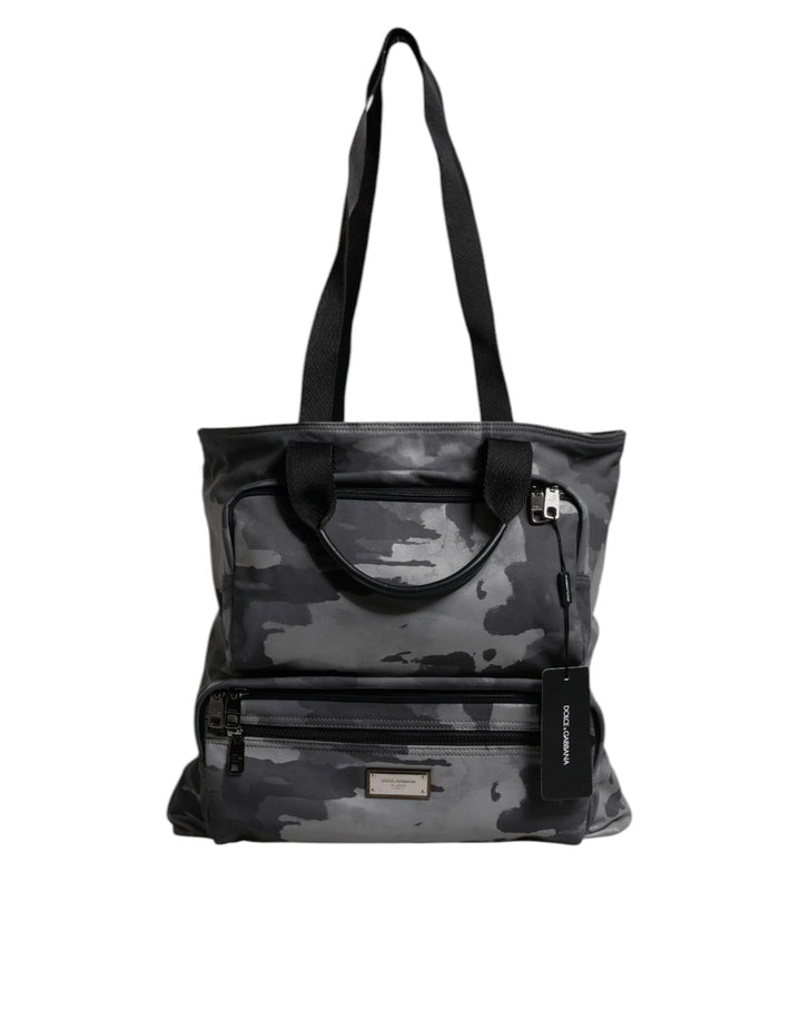 Bolso Dolce & Gabbana con correa para el hombro, placa con logo y camuflaje negro