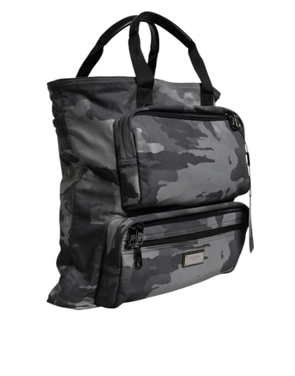 Dolce & Gabbana Black Camouflage Shoulder Strap Logo Plaque Bag