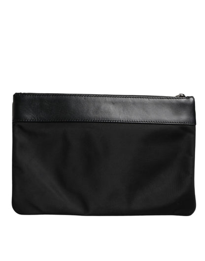 Sac pochette Dolce & Gabbana multicolore à motif léopard jacquard avec plaque logo