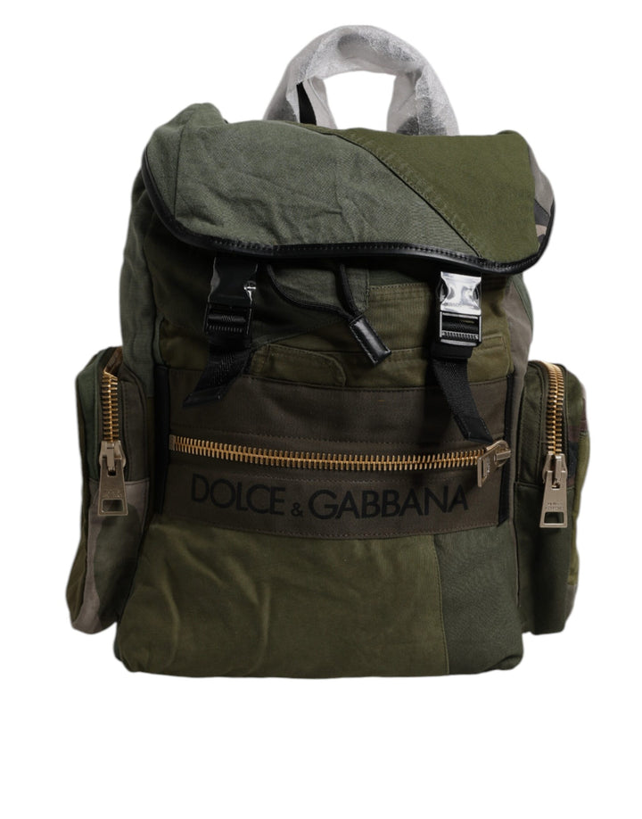 Mochila de viaje de patchwork en verde militar Dolce & Gabbana