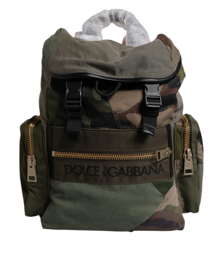 Mochila de viaje con retazos en verde militar de Dolce & Gabbana