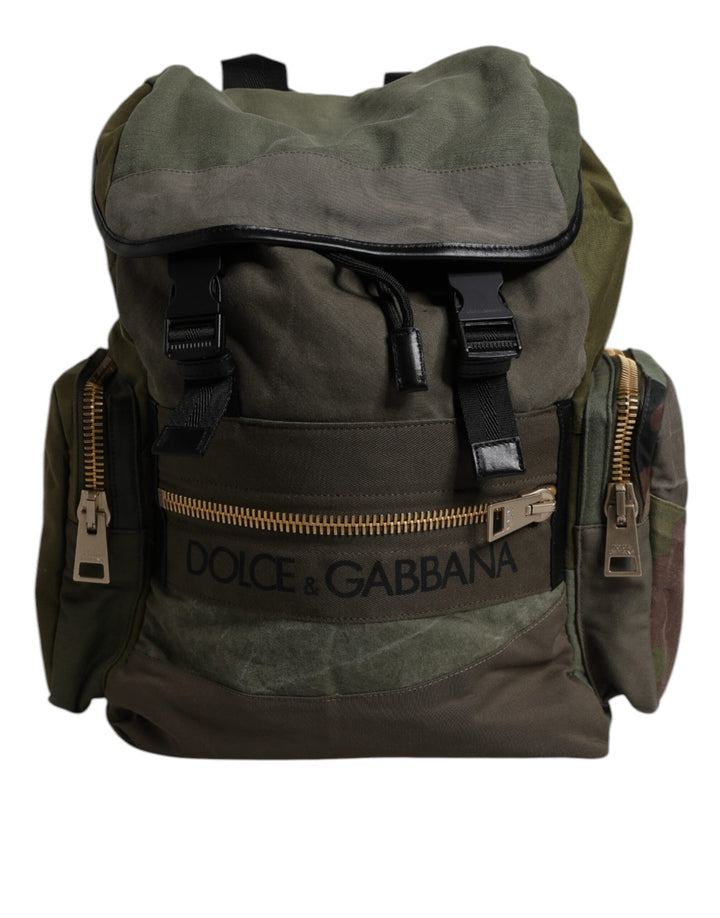 Mochila escolar Dolce & Gabbana verde militar con retazos