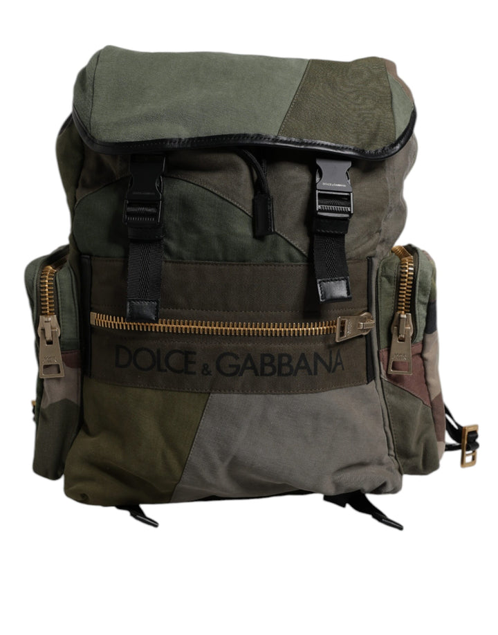 Mochila de viaje con retales verde militar Dolce & Gabbana