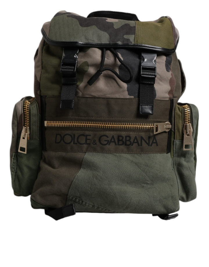 Mochila de viaje con retazos verde militar Dolce & Gabbana