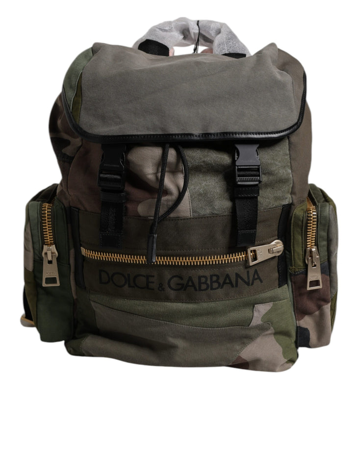 Mochila escolar de retazos verde militar Dolce & Gabbana