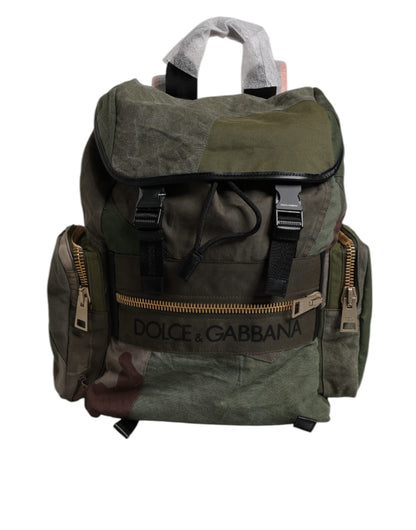Sac à dos de voyage Dolce & Gabbana vert militaire patchwork
