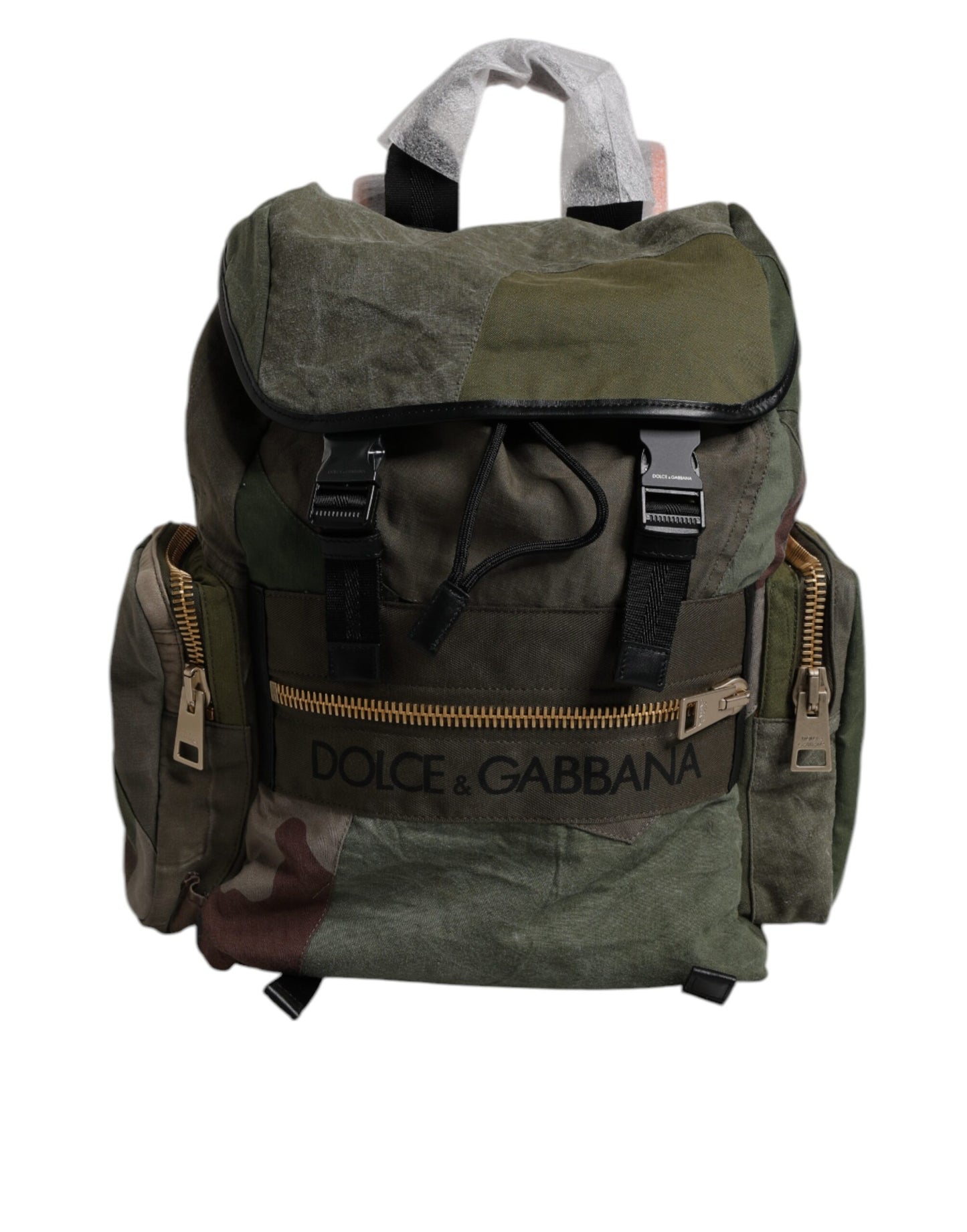 Sac à dos de voyage Dolce & Gabbana vert militaire patchwork