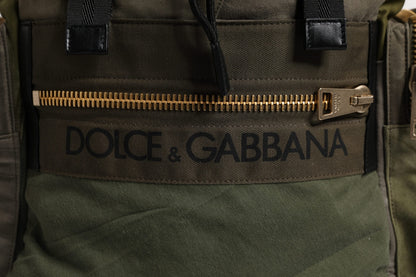 Sac à dos de voyage Dolce & Gabbana vert militaire patchwork