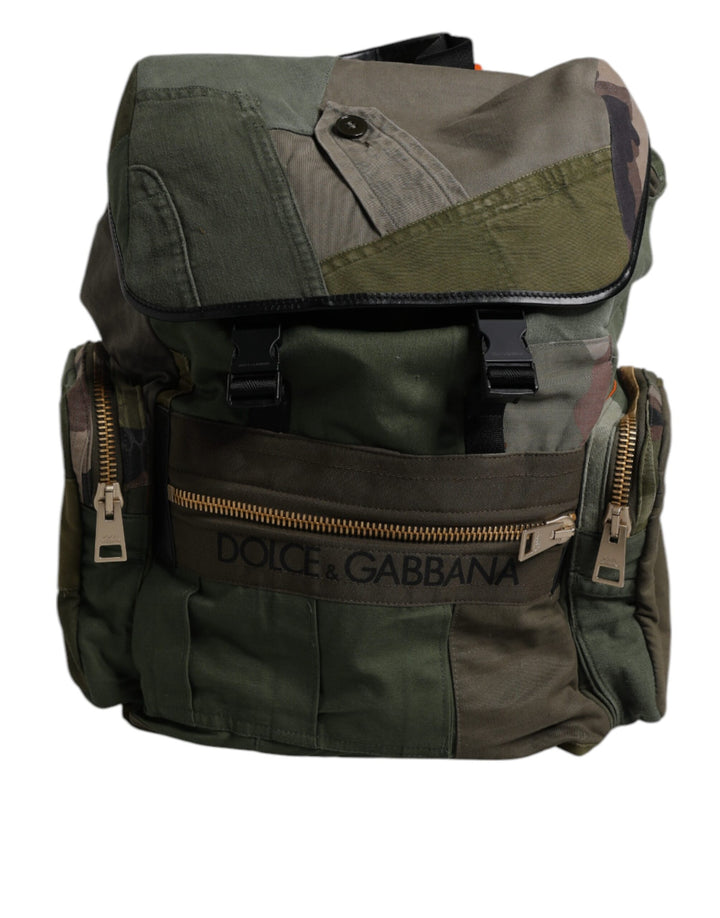 Mochila de viaje con retales verde militar Dolce & Gabbana