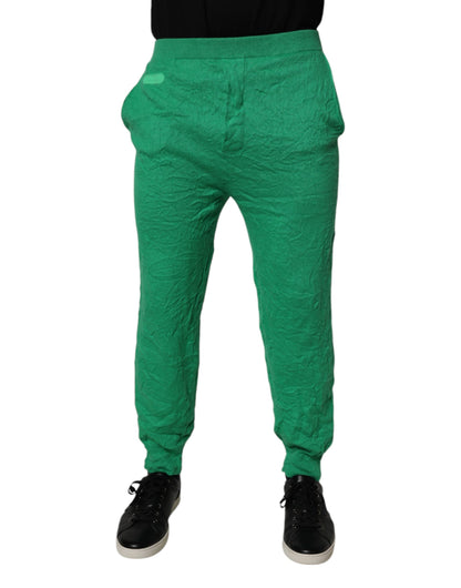 Dsquared² Green Cotton Elastic Waist Men Casual Pants