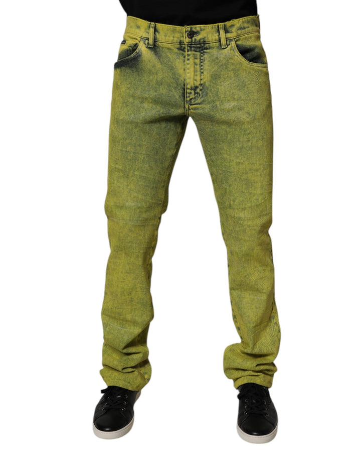 Pantalones vaqueros pitillo elásticos de algodón amarillos para hombre Dolce & Gabbana