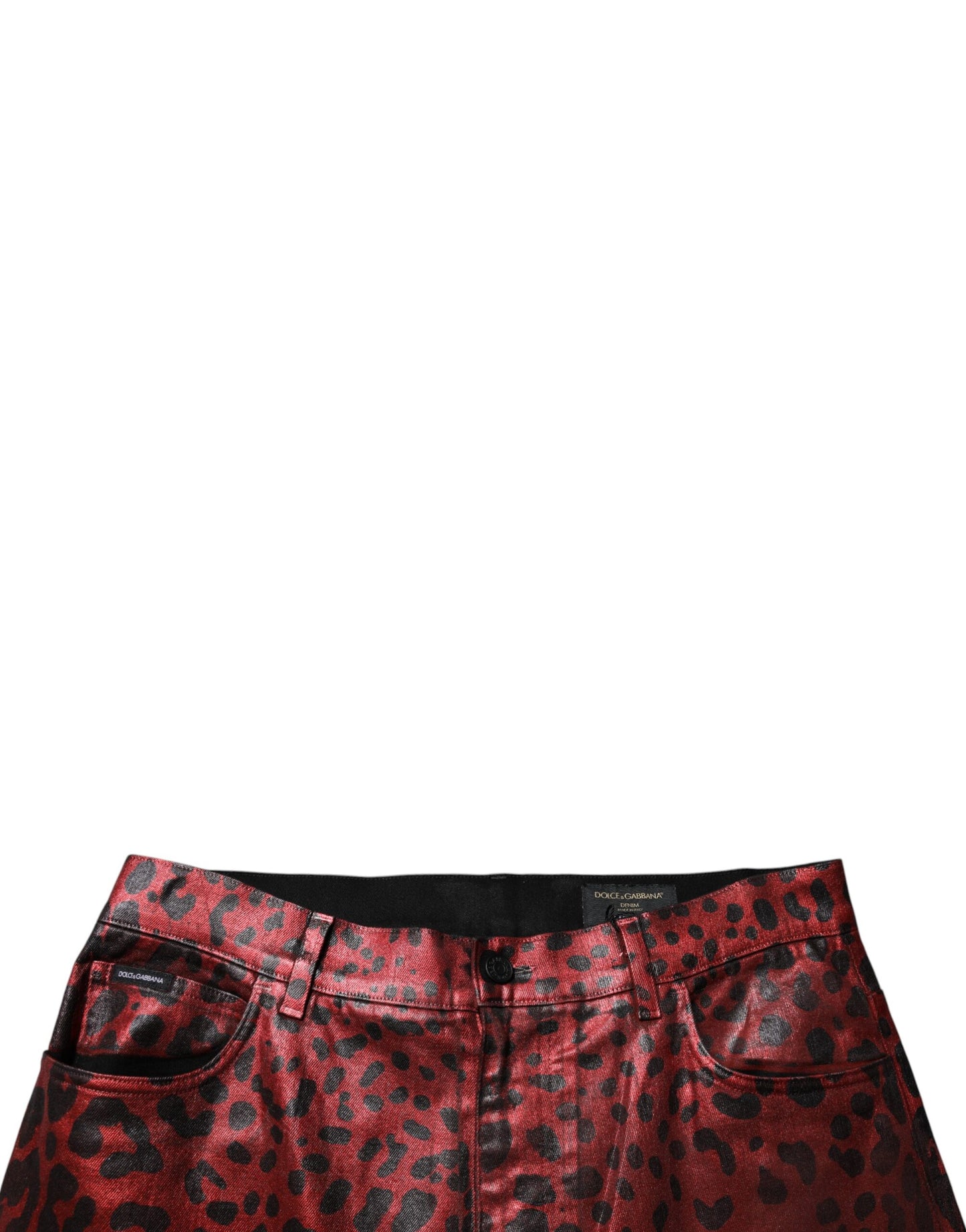 Jean droit homme en denim de coton Dolce & Gabbana rouge léopard