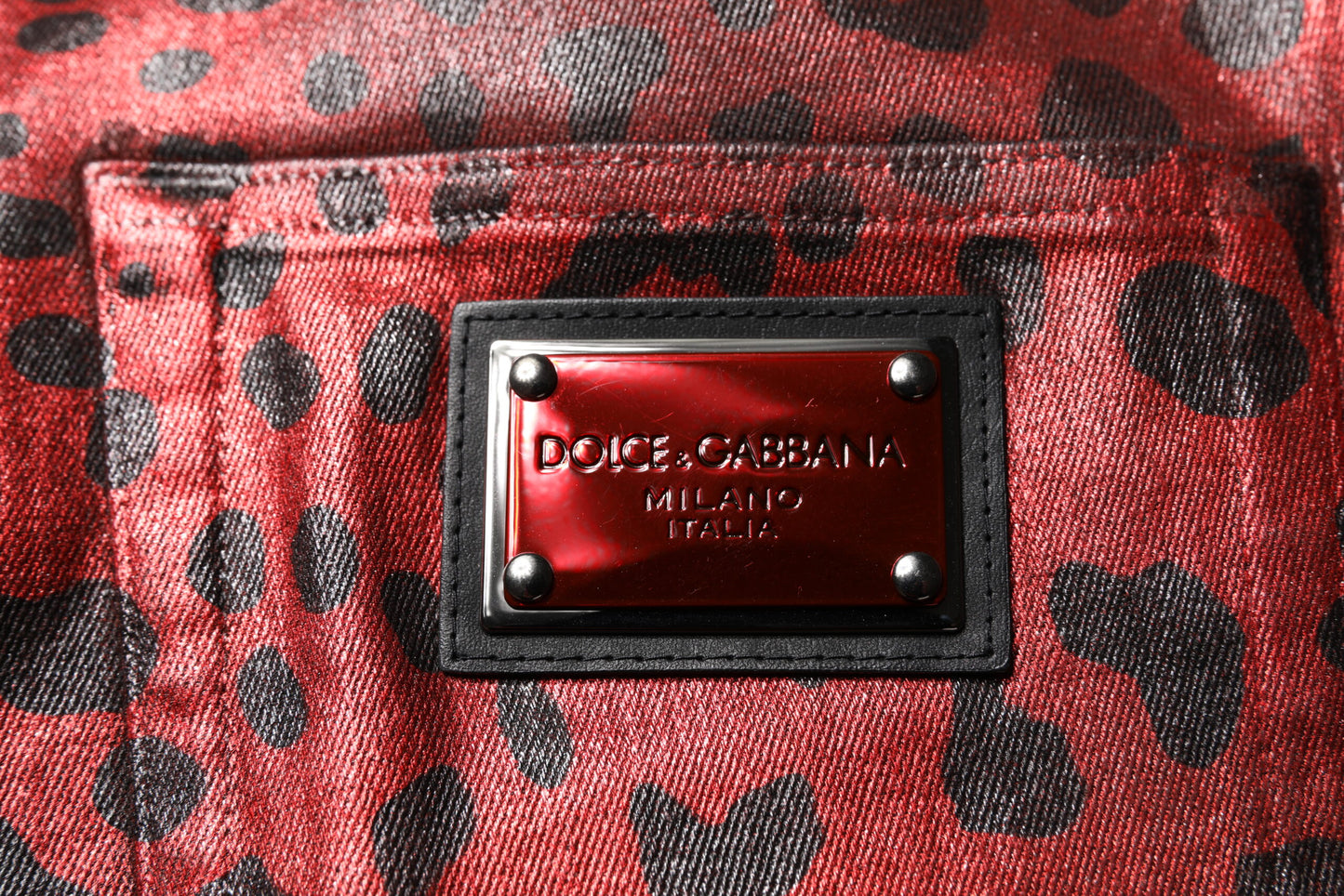 Jean droit homme en denim de coton Dolce & Gabbana rouge léopard