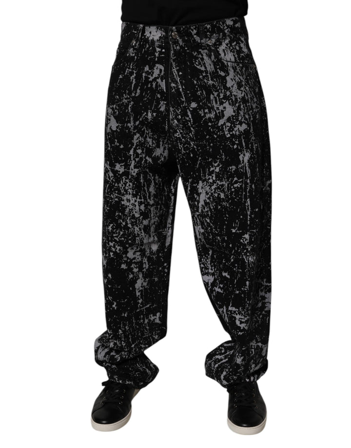 Vaqueros Dolce & Gabbana negros de algodón recto con efecto tie-dye para hombre