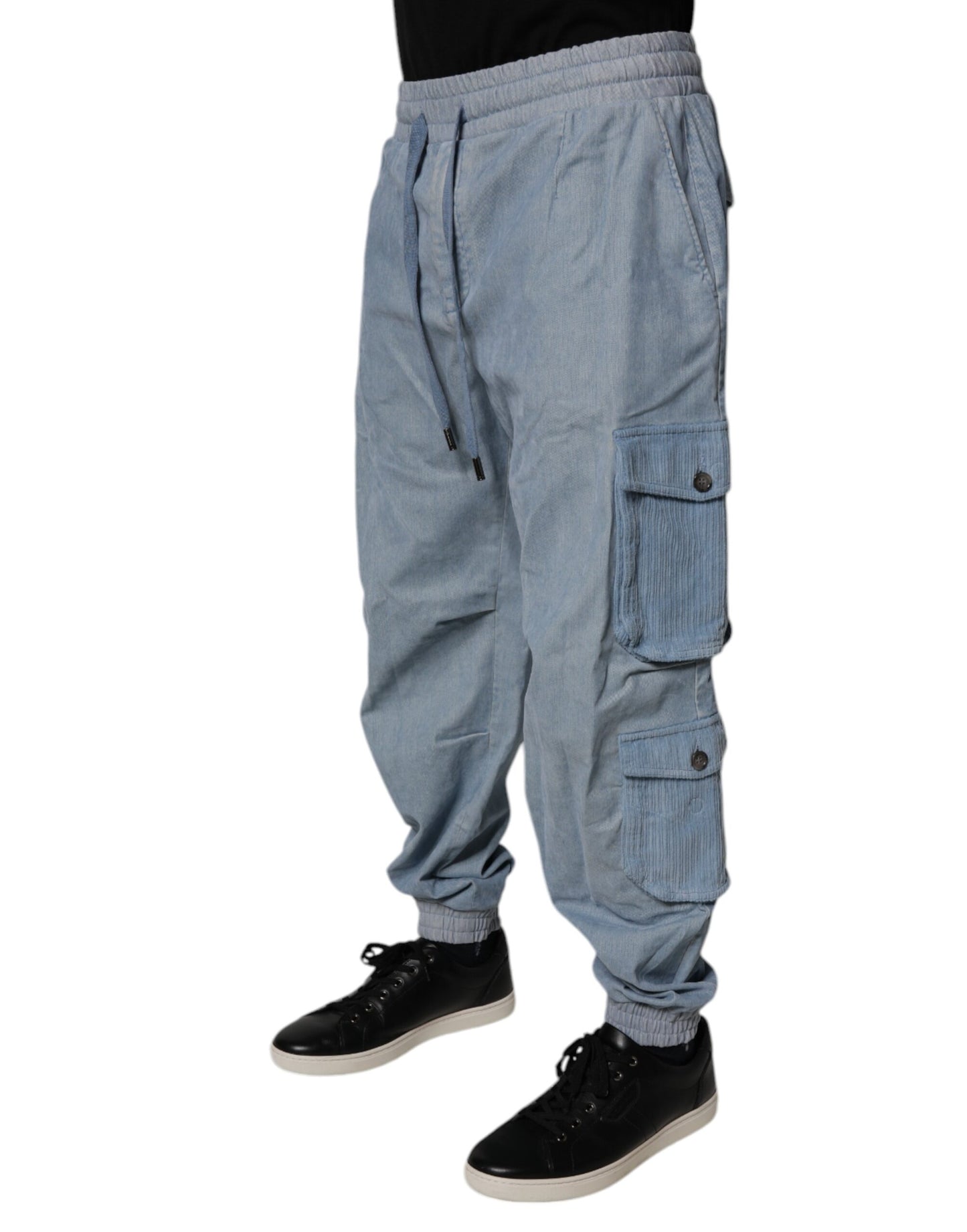 Pantalon Cargo Homme Dolce & Gabbana en Jean de Coton Bleu Clair
