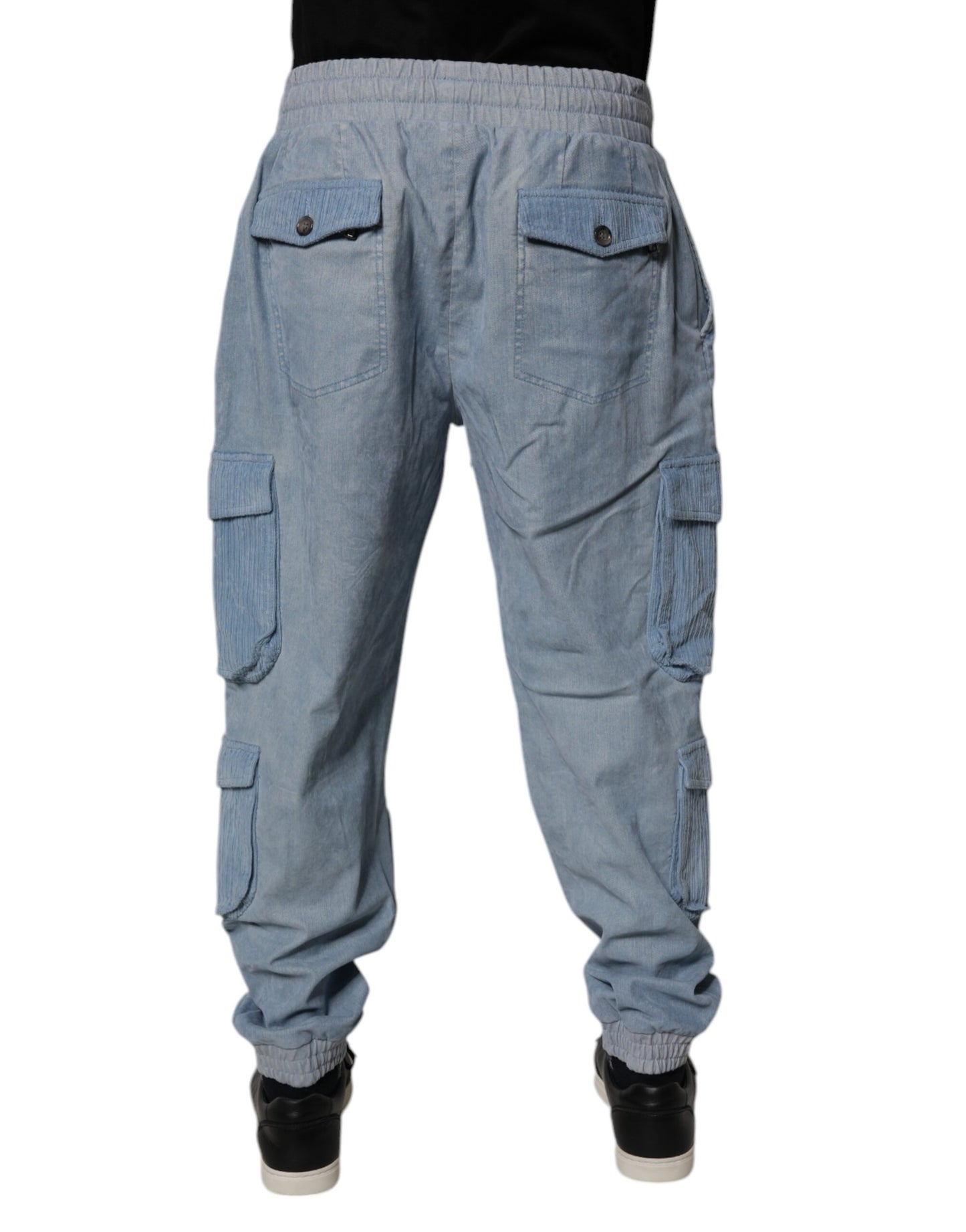 Pantalon Cargo Homme Dolce & Gabbana en Jean de Coton Bleu Clair