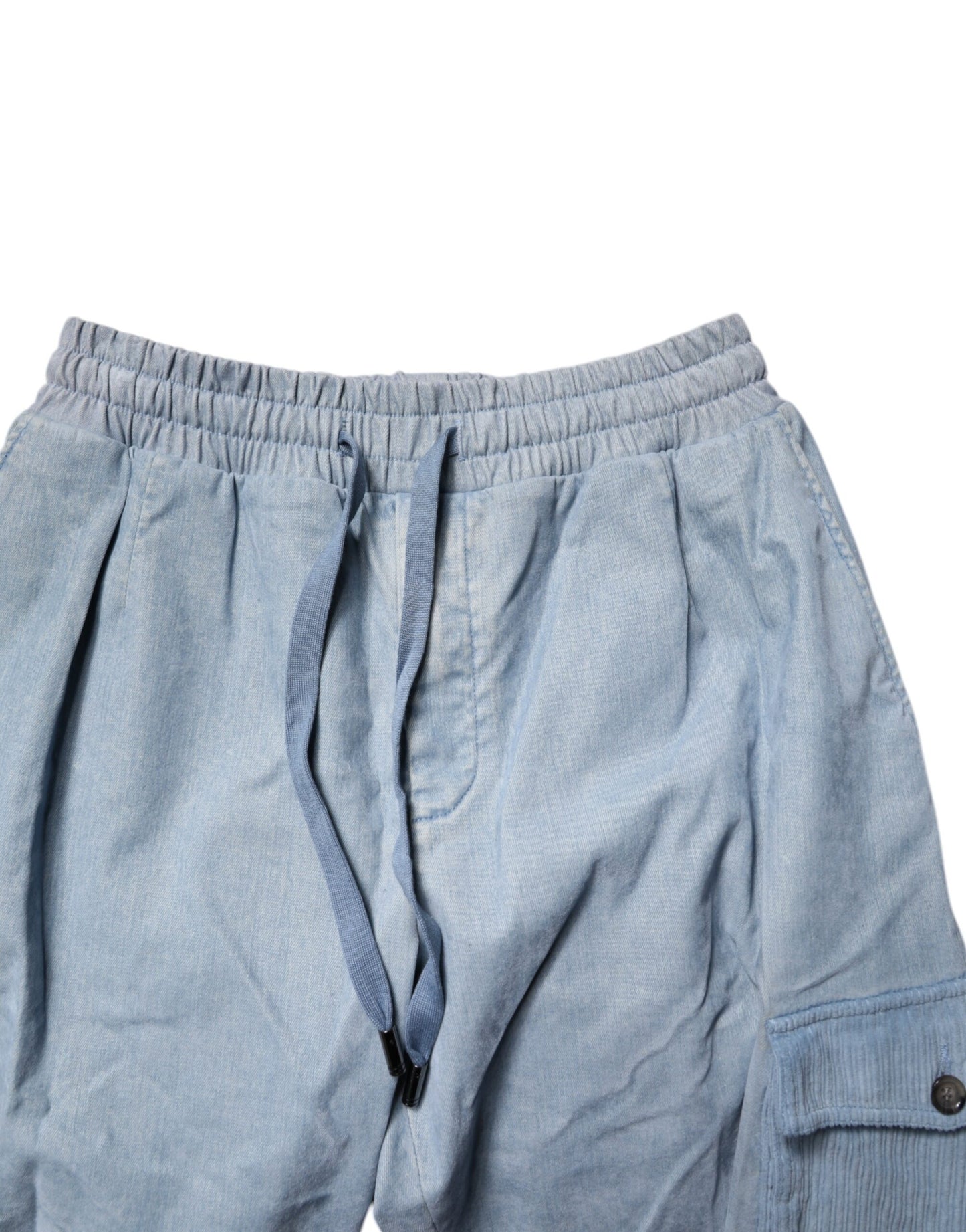 Pantalon Cargo Homme Dolce & Gabbana en Jean de Coton Bleu Clair