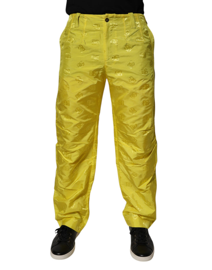 Pantalón Recto Amarillo Dolce & Gabbana de Poliéster con Monograma DG