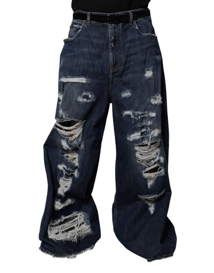 Pantalones vaqueros anchos para hombre Dolce & Gabbana azul oscuro desgastados
