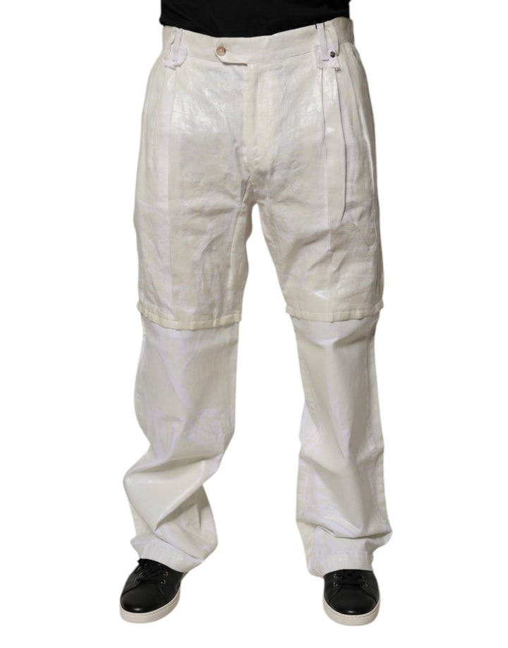 Dolce & Gabbana Vaqueros rectos de lino blanco de tiro medio para hombre
