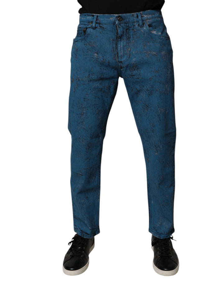 Dolce & Gabbana Vaqueros pitillo de algodón teñidos de azul para hombre