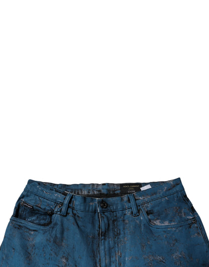 Dolce & Gabbana Blue Tie Dye Cotton Skinny Men Denim Jeans