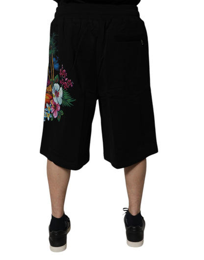 Shorts bermudas Dolce & Gabbana en coton noir imprimé floral logo