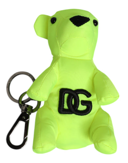 Porte-clés Dolce & Gabbana vert avec logo brodé ourson et fermoir mousqueton