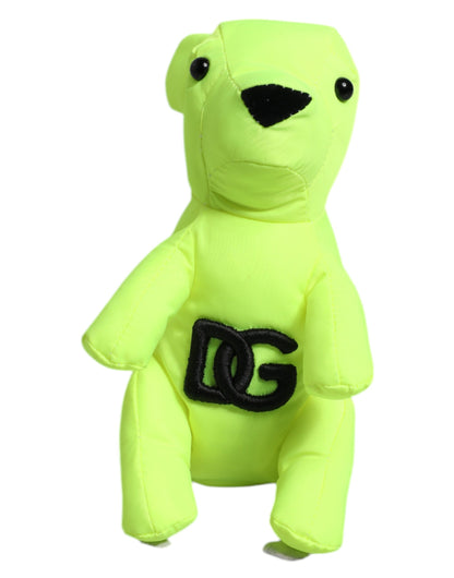 Porte-clés Dolce & Gabbana vert avec logo brodé ourson et fermoir mousqueton