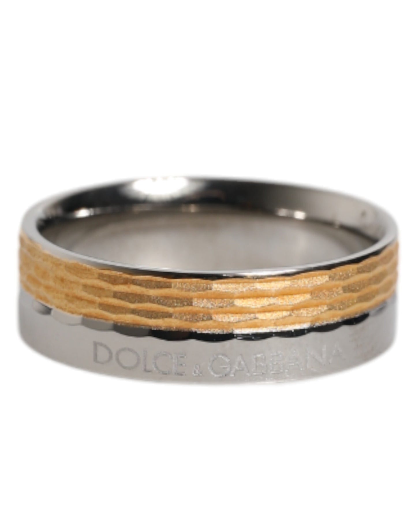 Bague Dolce & Gabbana en laiton véritable, ton or et argent, avec logo DG