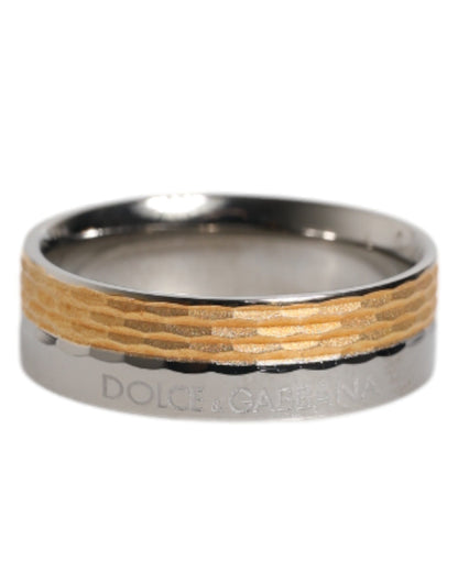 Bague Dolce & Gabbana en laiton véritable, ton or et argent, avec logo DG