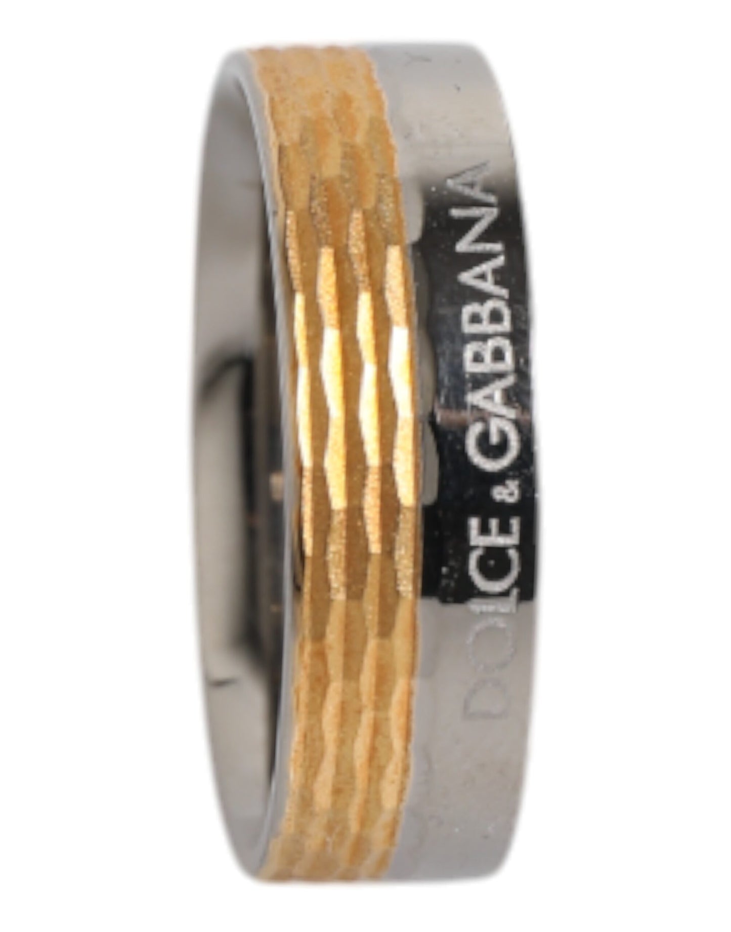 Bague Dolce & Gabbana en laiton véritable, ton or et argent, avec logo DG