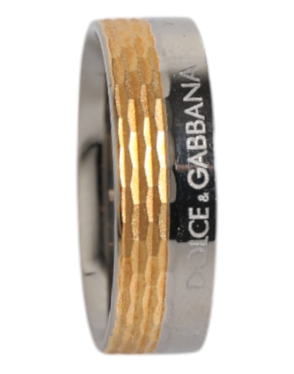 Bague Dolce & Gabbana en laiton véritable, ton or et argent, avec logo DG