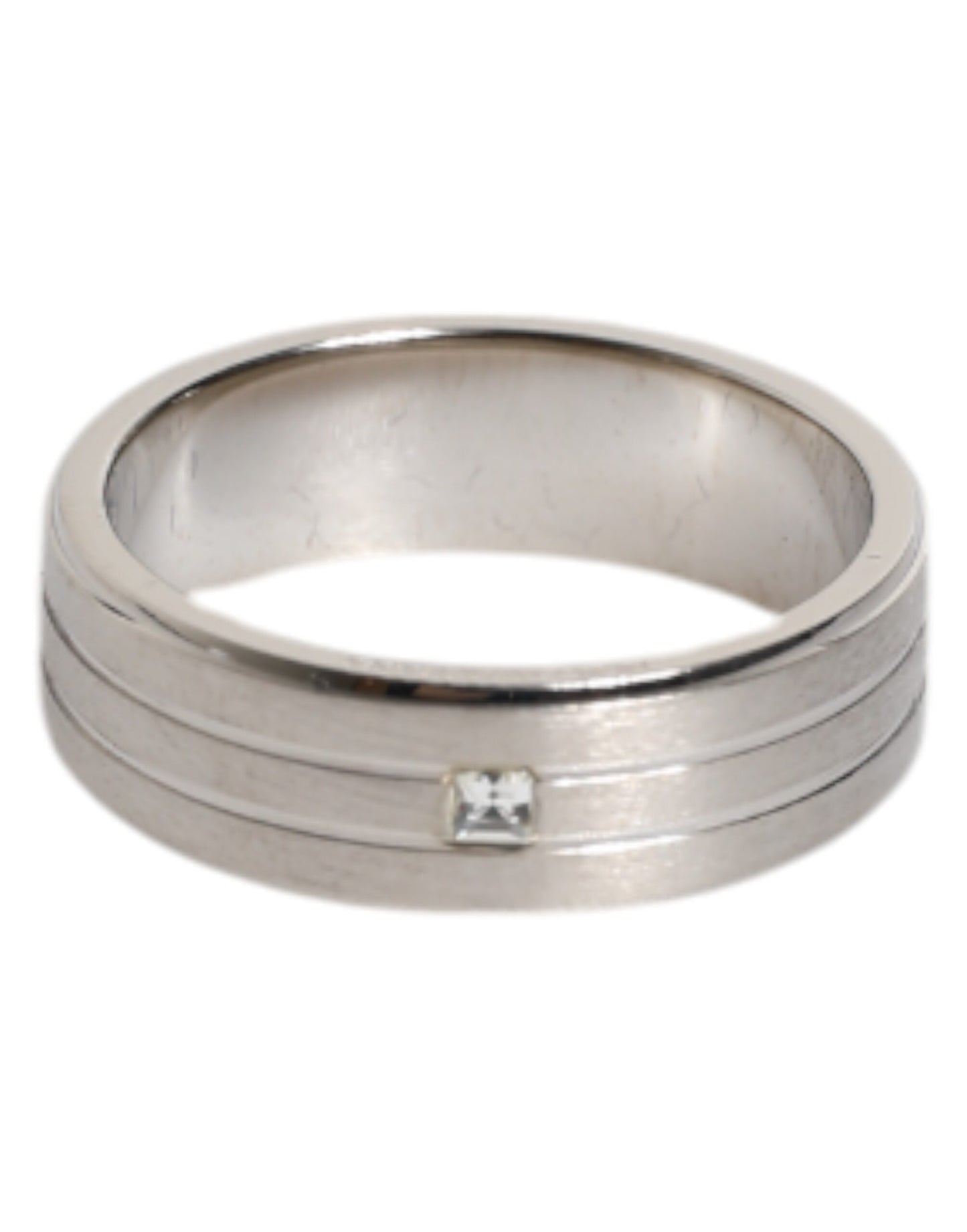 Bague Dolce & Gabbana en laiton argenté avec logo DG en cristal transparent