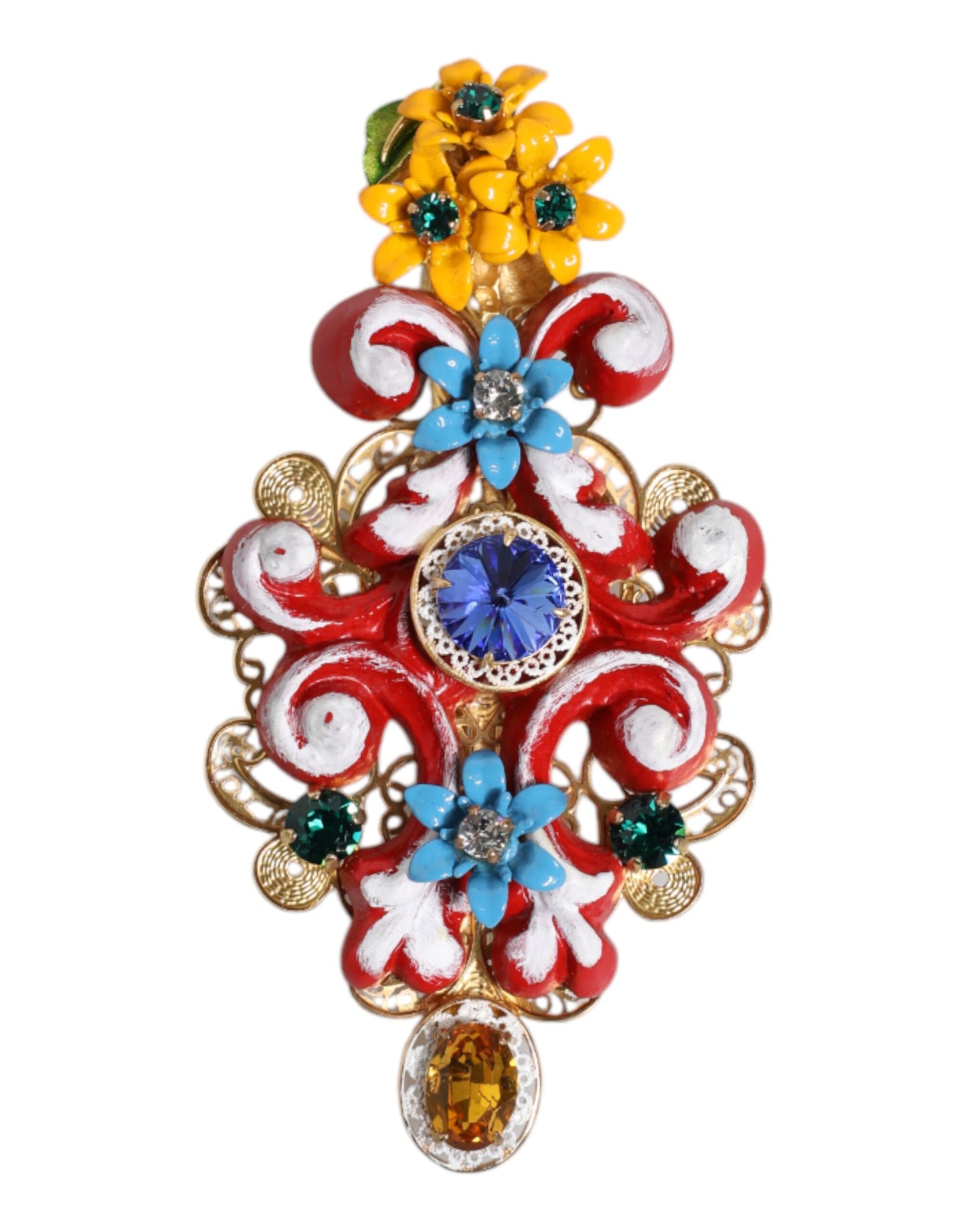 Pinza para el pelo Dolce & Gabbana Multicolor Spring CARRETTO de latón dorado con cristales